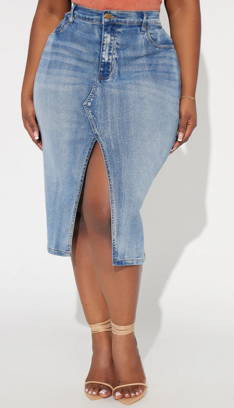 Midi Skirt - Medium Wash