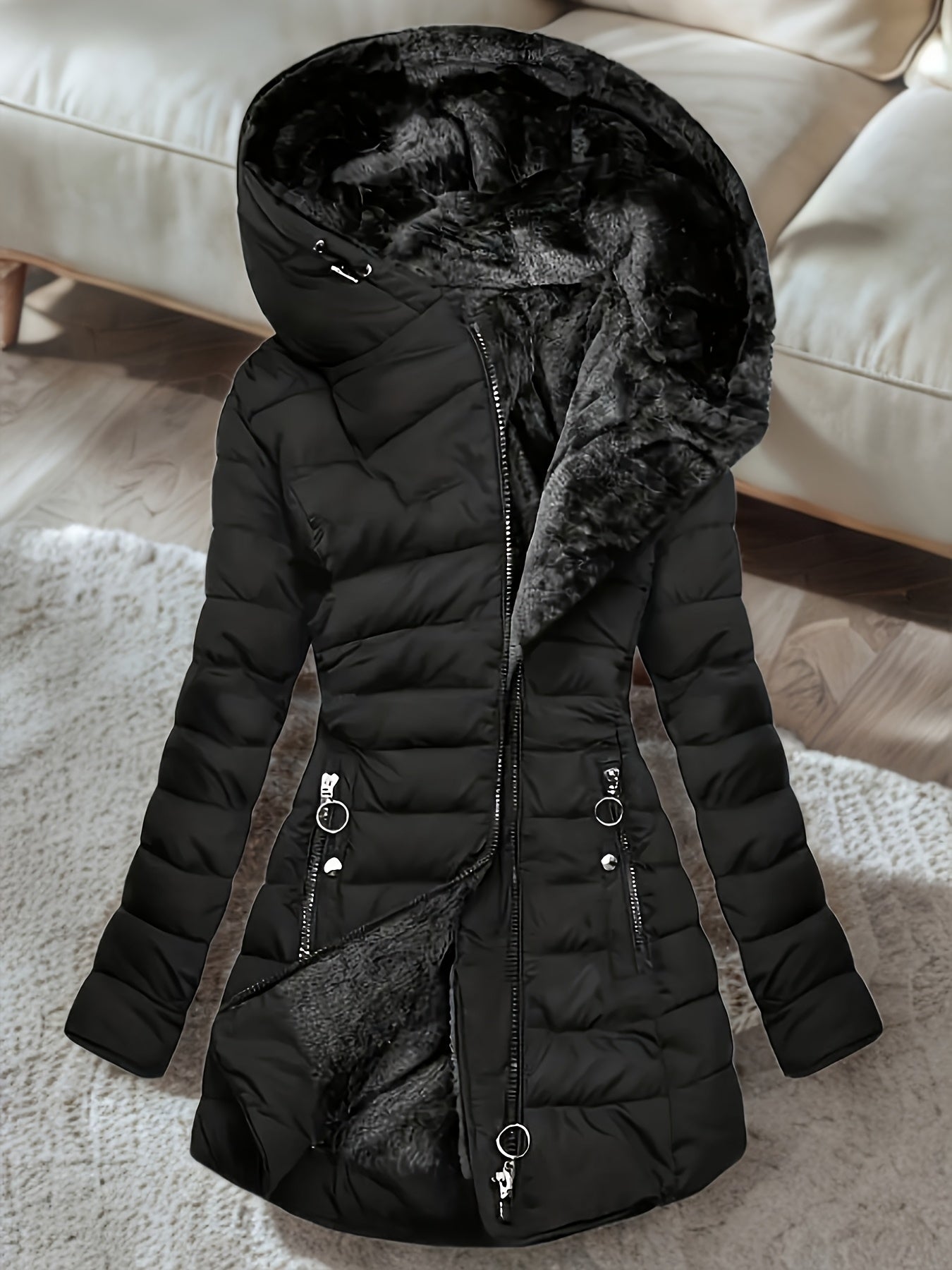 Fleece-Lined Hooded Jacket