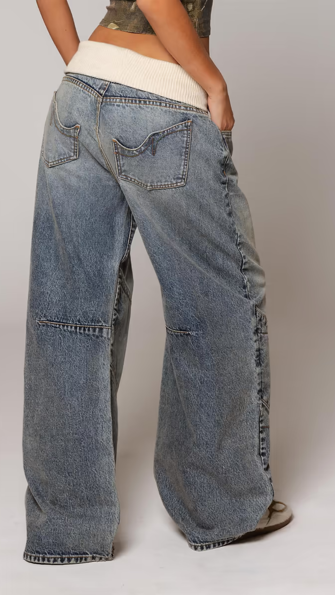 Vintage Blaue Umschlagjeans