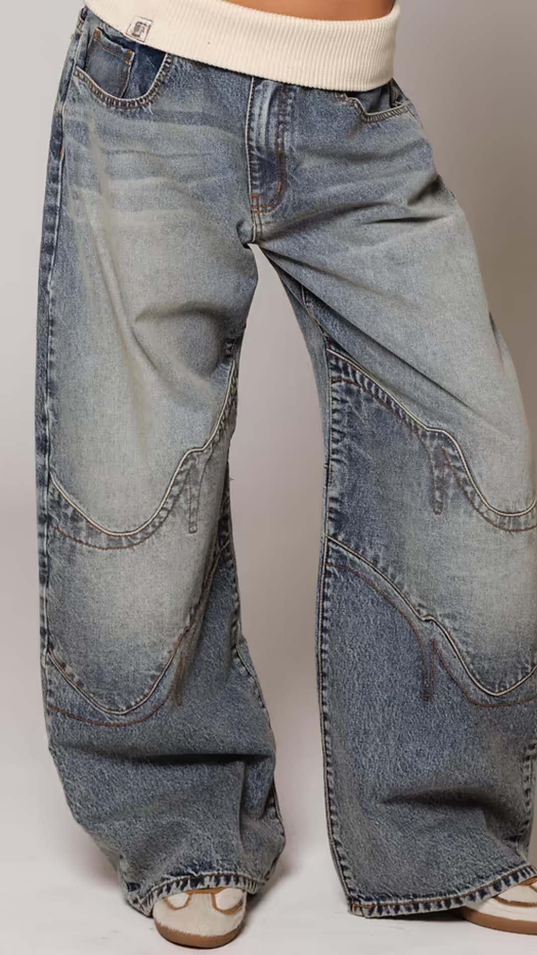 Vintage Blaue Umschlagjeans