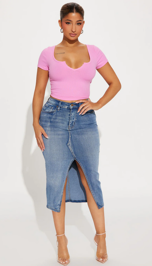 Midi Skirt - Medium Wash