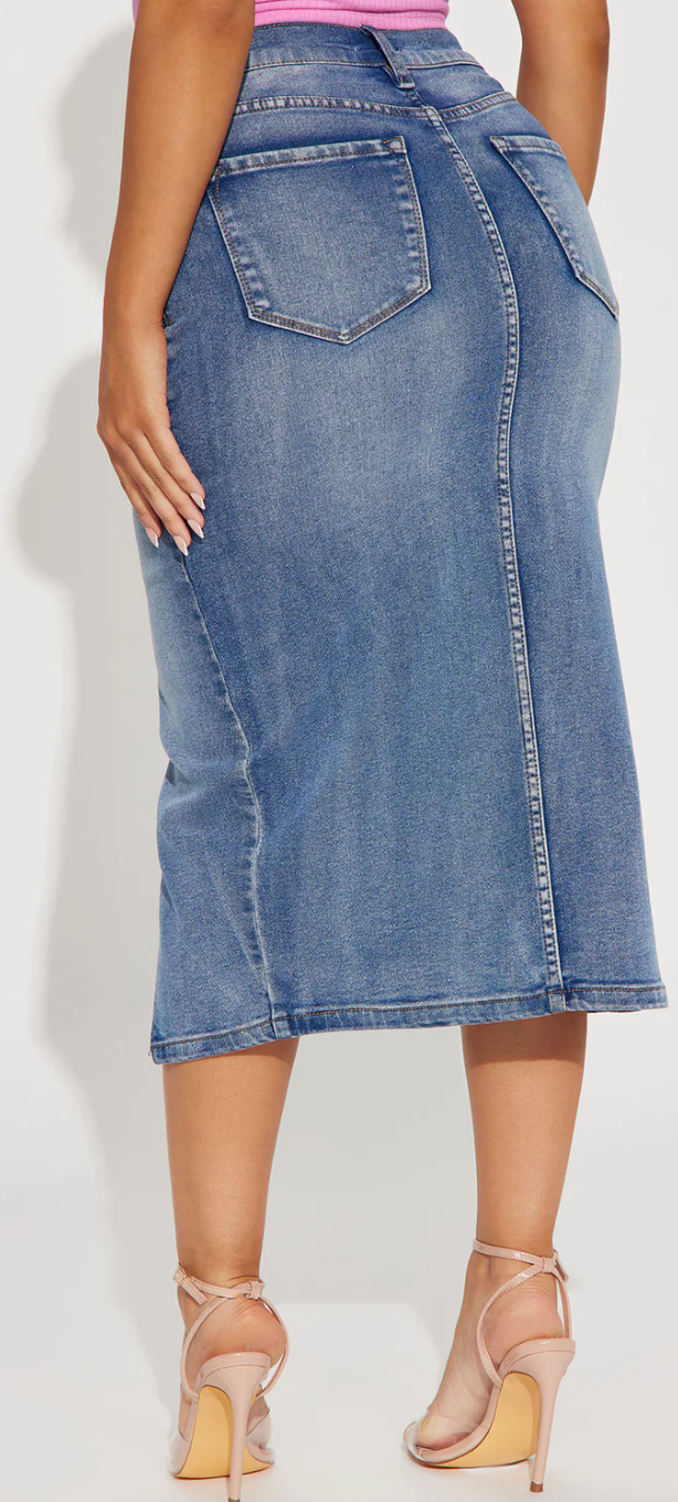 Midi Skirt - Medium Wash