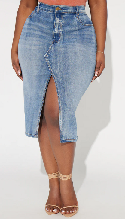 Midi Skirt - Medium Wash