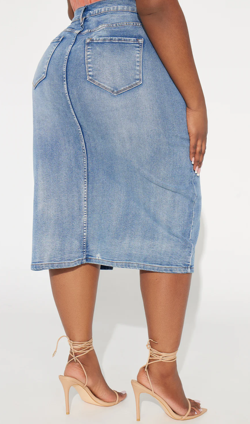 Midi Skirt - Medium Wash
