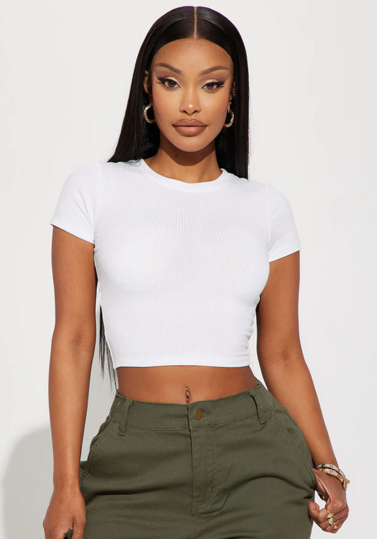 Ribbed Crewneck Cropped Tee